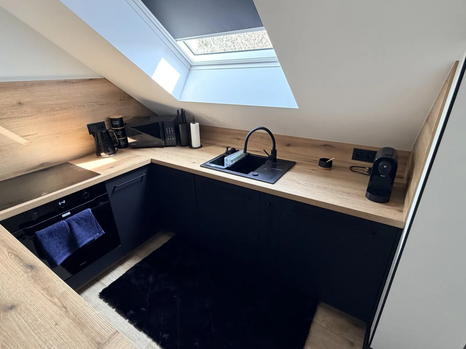 Black attic kitchen